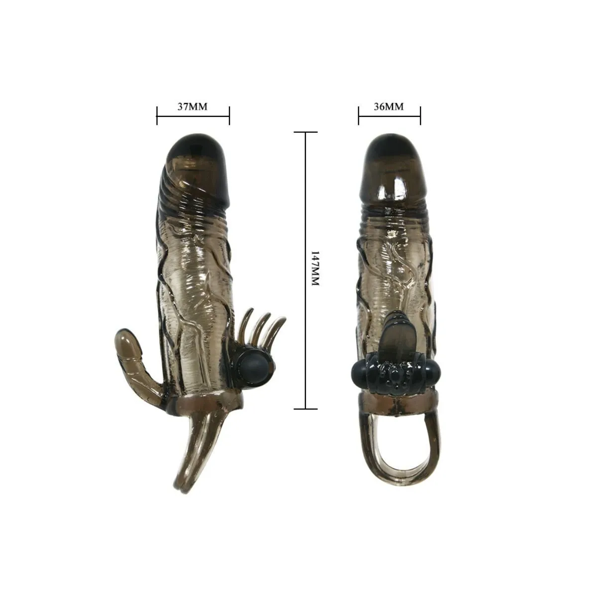 Brave Man Penishülle mit Klitoris und Analstimulation Doppelte Kugel Schwarz 16,5 cm von Baile For Him | Fesselliebe.de