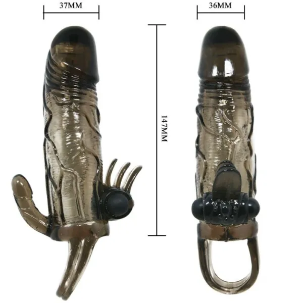 Brave Man Penishülle mit Klitoris und Analstimulation Doppelte Kugel Schwarz 16,5 cm von Baile For Him | Fesselliebe.de