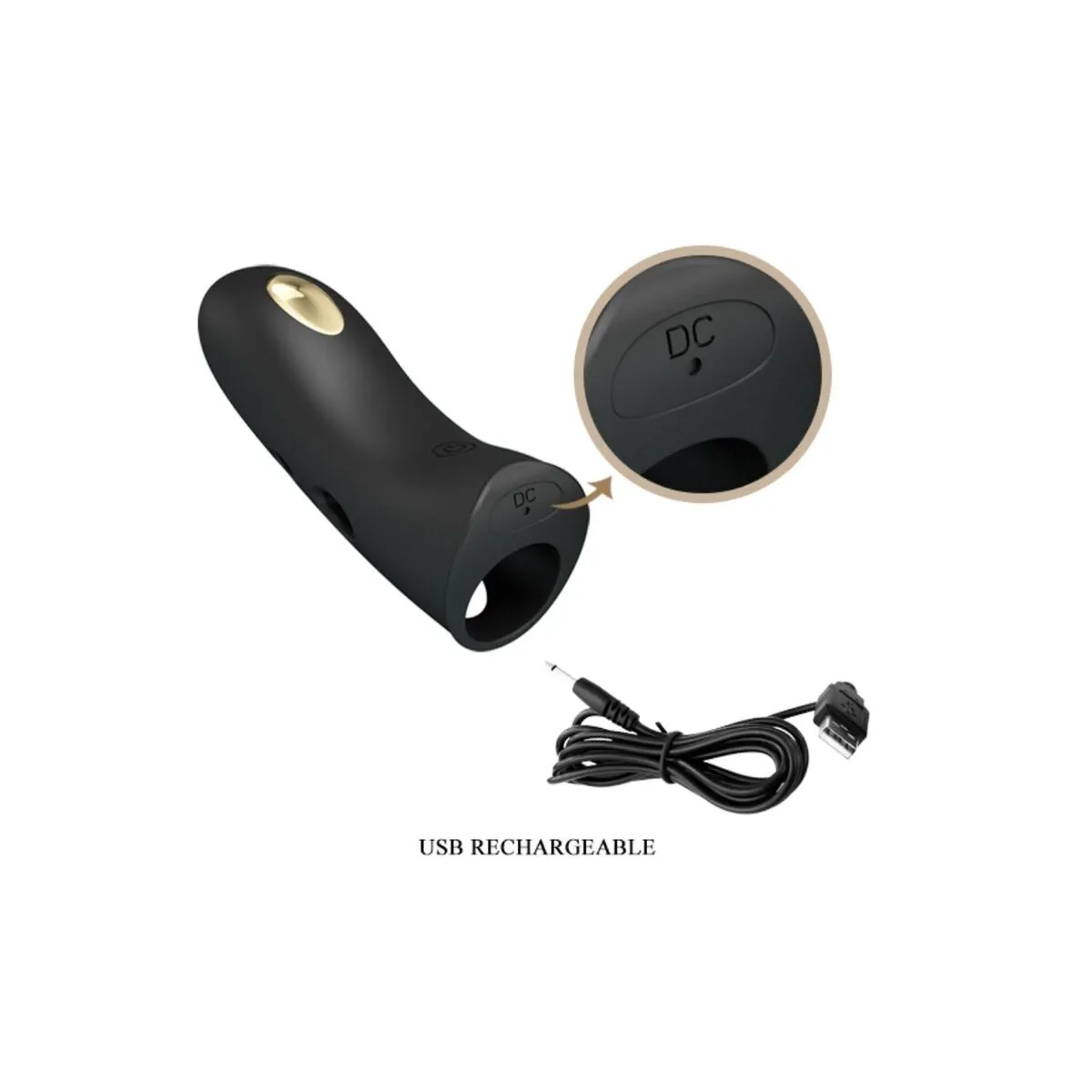 Marico Schwarze Elektrostimulator-Fingerhülle von Pretty Love Male | Fesselliebe.de