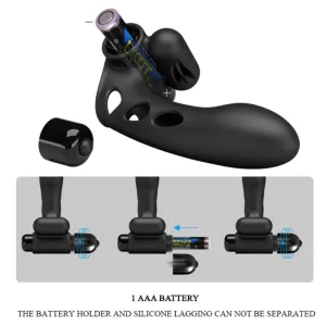 Orlando Schwarze Vibrator-Fingerhülle von Pretty Love Male