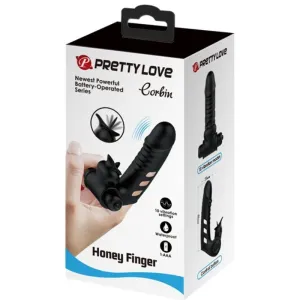 Corbin Schwarze Vibrator-Fingerabdeckung von Pretty Love Male