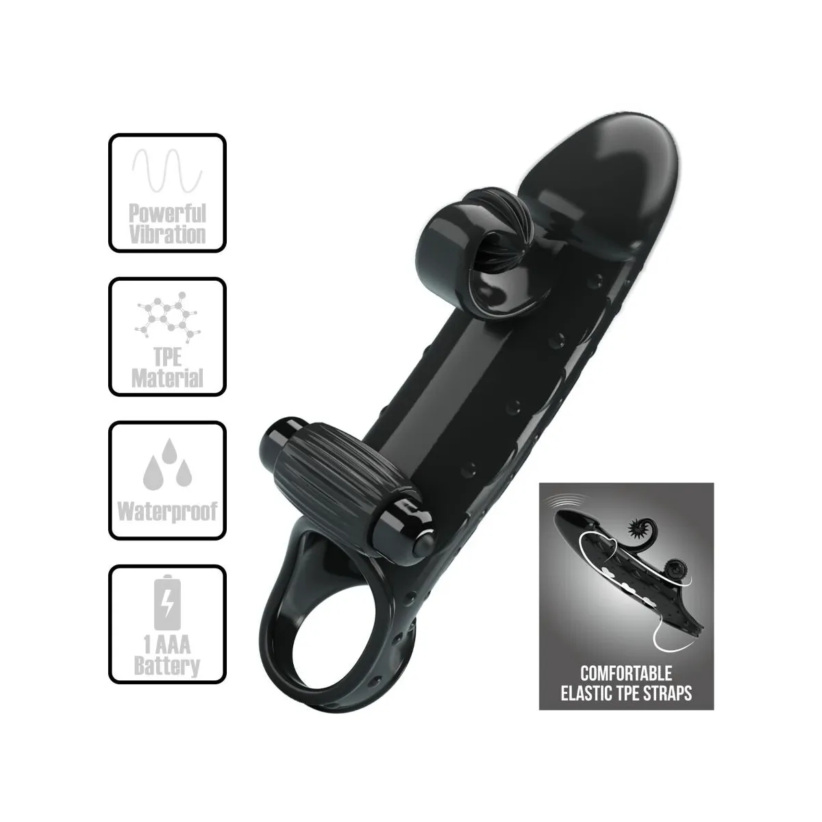 Vibrierende Penishülle Schwarz von Romance | Fesselliebe.de