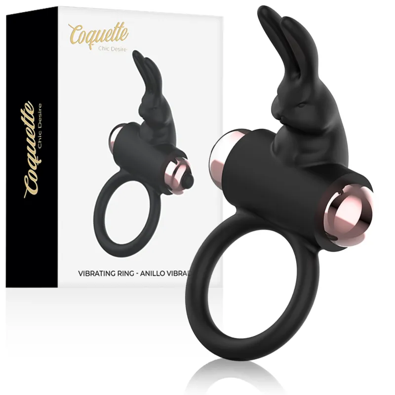 Cockring mit Vibrator Schwarz/ Gold von Coquette Toys | Fesselliebe.de