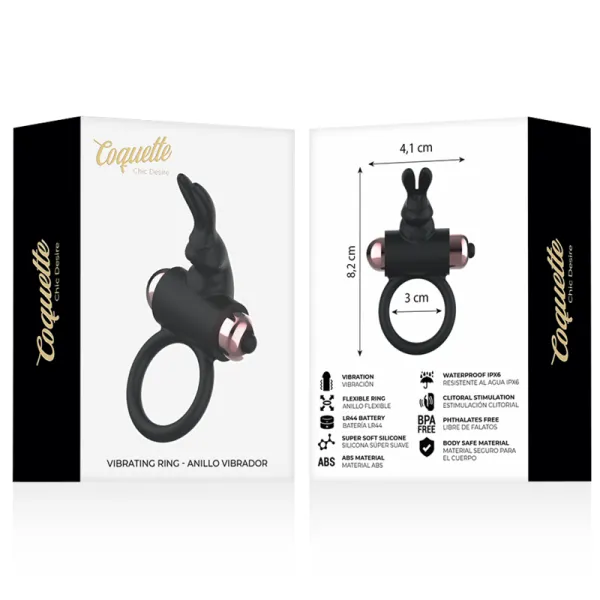 Cockring mit Vibrator Schwarz/ Gold von Coquette Toys | Fesselliebe.de