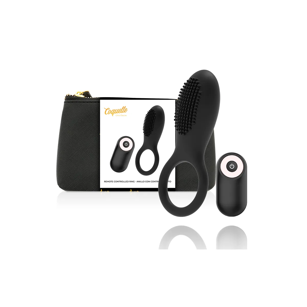 Cockring mit Fernbedienung wiederaufladbar Schwarz/Gold von Coquette Toys | Fesselliebe.de