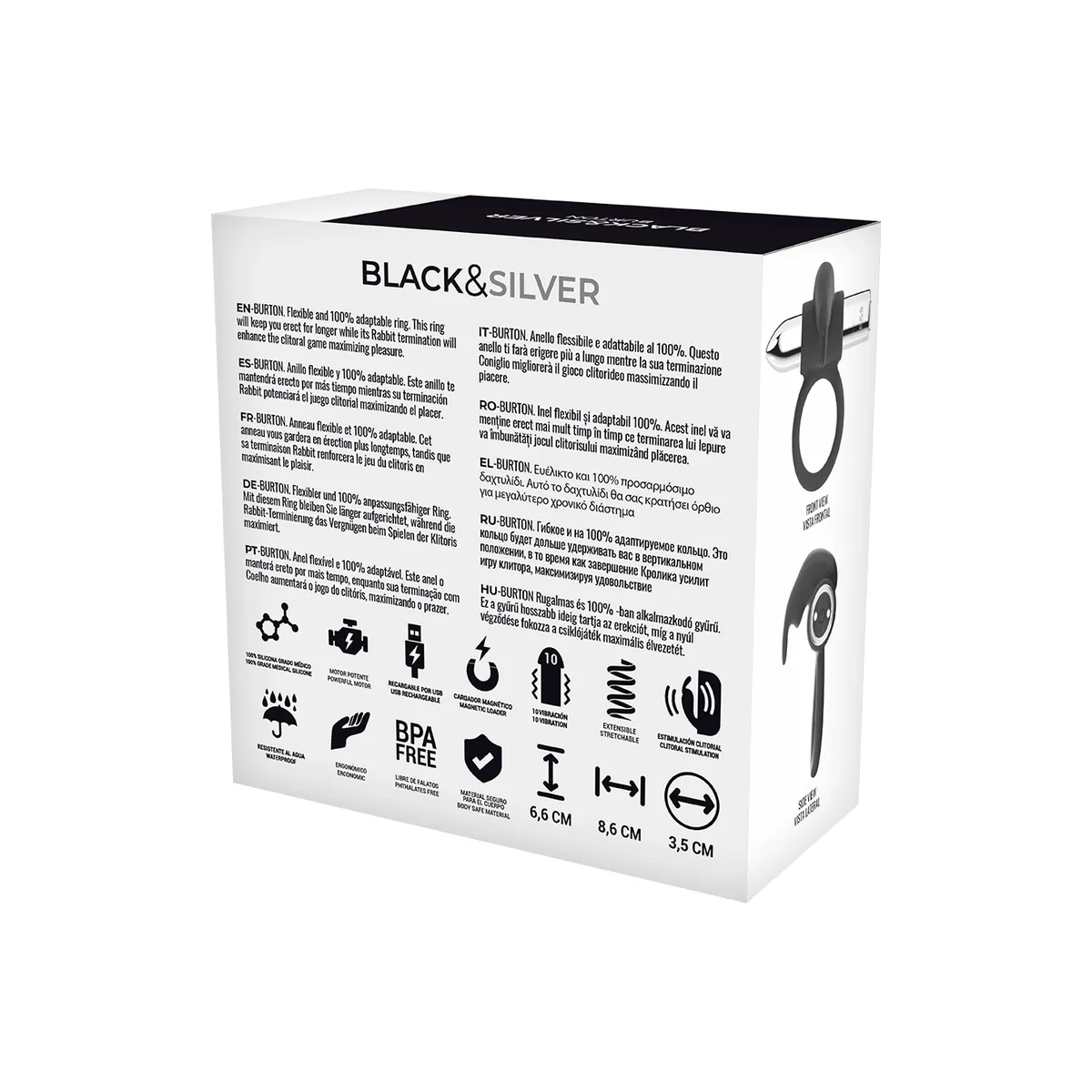 Burton wiederaufladbarer Ring 10 Vibrationsmodi von Black&Silver | Fesselliebe.de