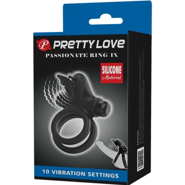 Doppelvibrierring mit Schwarzem Stimulator von Pretty Love Male | Fesselliebe.de