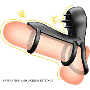 Jammy Penis-Hülle 12 Vibrationen mit wiederaufladbarer Silikon-Zunge von Pretty Love Male