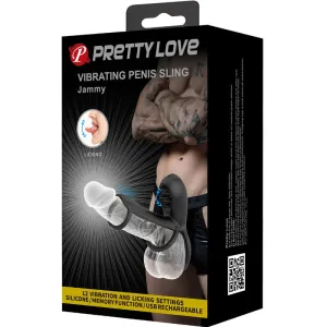 Jammy Penis-Hülle 12 Vibrationen mit wiederaufladbarer Silikon-Zunge von Pretty Love Male
