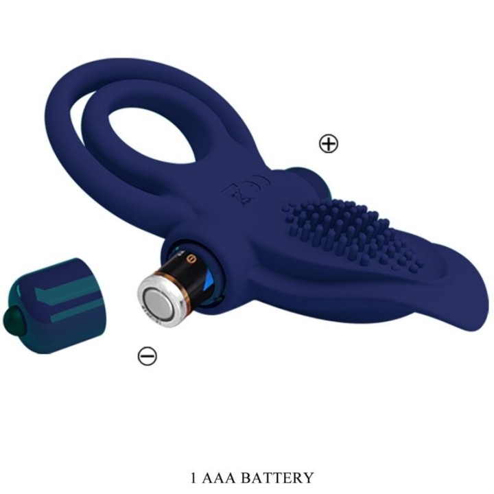 Bronson Doppelring mit Vibration Blau von Pretty Love Male | Fesselliebe.de
