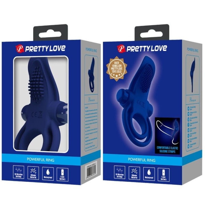 Bronson Doppelring mit Vibration Blau von Pretty Love Male | Fesselliebe.de