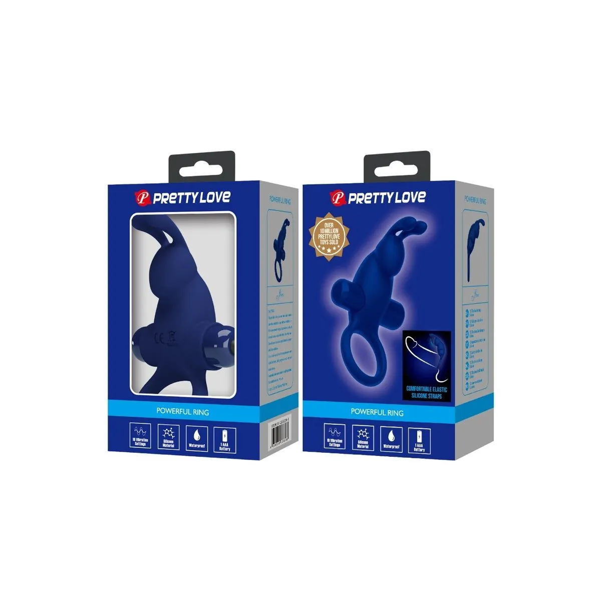 Jiro Rabbitring mit Vibration Blau von Pretty Love Male | Fesselliebe.de