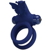 Jamele Doppelring mit Vibration & Schmetterlingstimulator Blau von Pretty Love Male | Fesselliebe.de