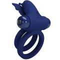 Jamele Doppelring mit Vibration & Schmetterlingstimulator Blau von Pretty Love Male