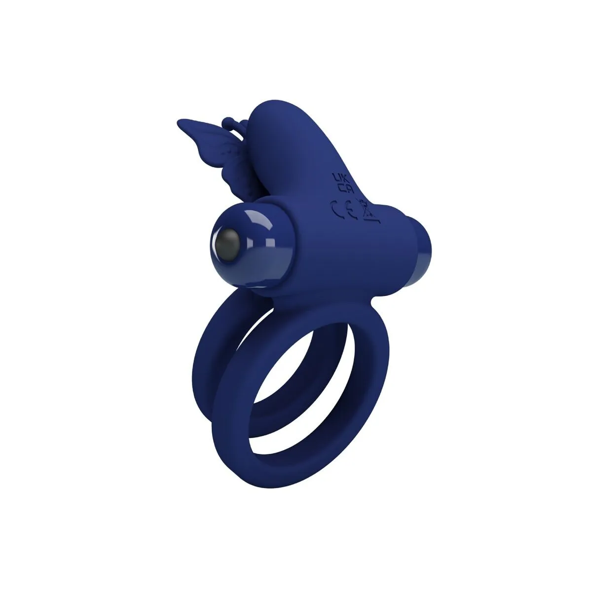 Jamele Doppelring mit Vibration & Schmetterlingstimulator Blau von Pretty Love Male | Fesselliebe.de