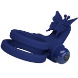 Jamele Doppelring mit Vibration & Schmetterlingstimulator Blau von Pretty Love Male | Fesselliebe.de