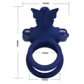 Jamele Doppelring mit Vibration & Schmetterlingstimulator Blau von Pretty Love Male