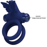 Jamele Doppelring mit Vibration & Schmetterlingstimulator Blau von Pretty Love Male | Fesselliebe.de