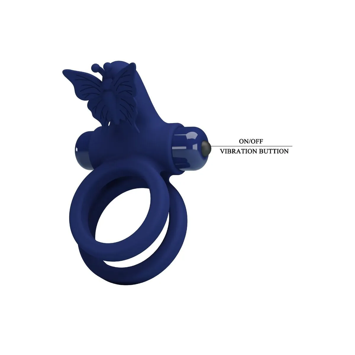 Jamele Doppelring mit Vibration & Schmetterlingstimulator Blau von Pretty Love Male | Fesselliebe.de