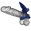 Mat Doppelring mit Vibration & Stimulator Blau von Pretty Love Male