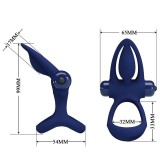 Mat Doppelring mit Vibration & Stimulator Blau von Pretty Love Male | Fesselliebe.de
