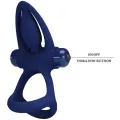 Mat Doppelring mit Vibration & Stimulator Blau von Pretty Love Male