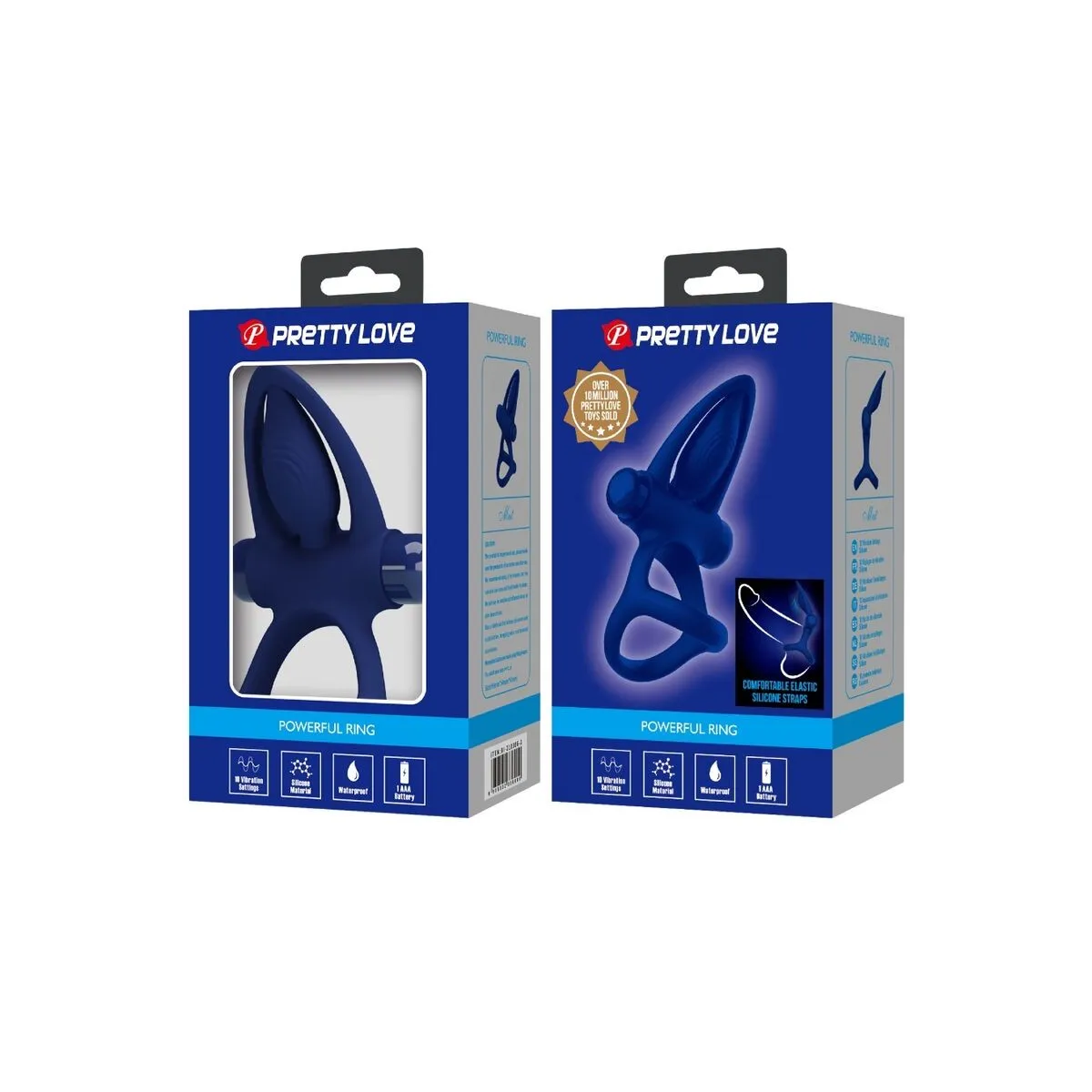 Mat Doppelring mit Vibration & Stimulator Blau von Pretty Love Male | Fesselliebe.de