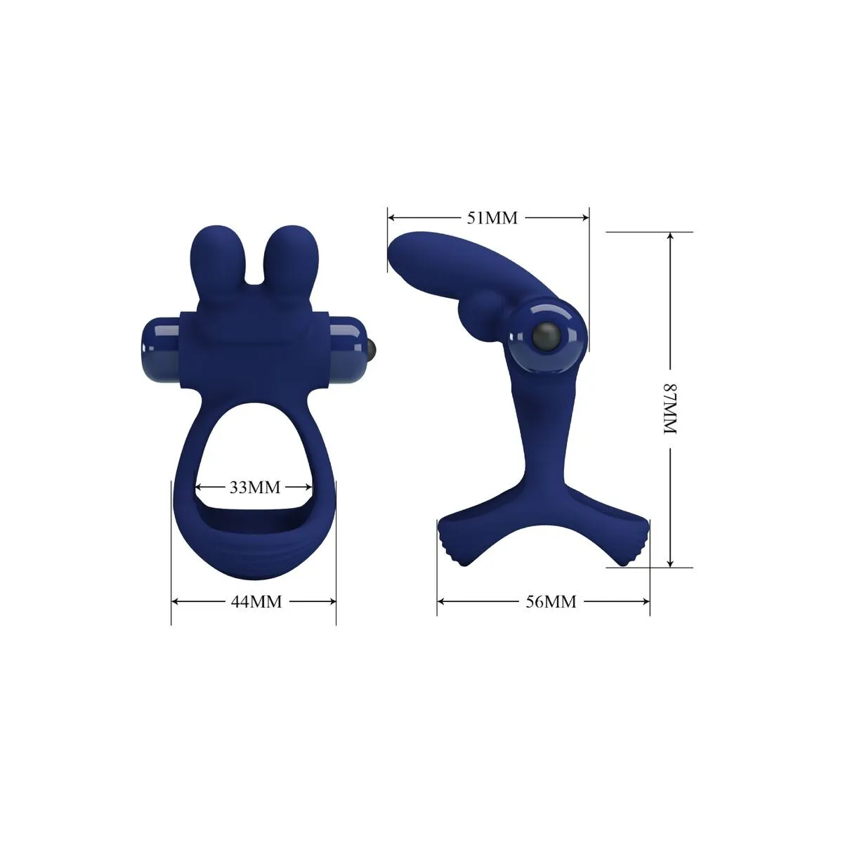 Francisco Doppelter Vibrationsring Rabbit Blau von Pretty Love Male | Fesselliebe.de