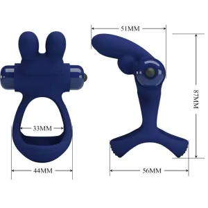 Francisco Doppelter Vibrationsring Rabbit Blau von Pretty Love Male