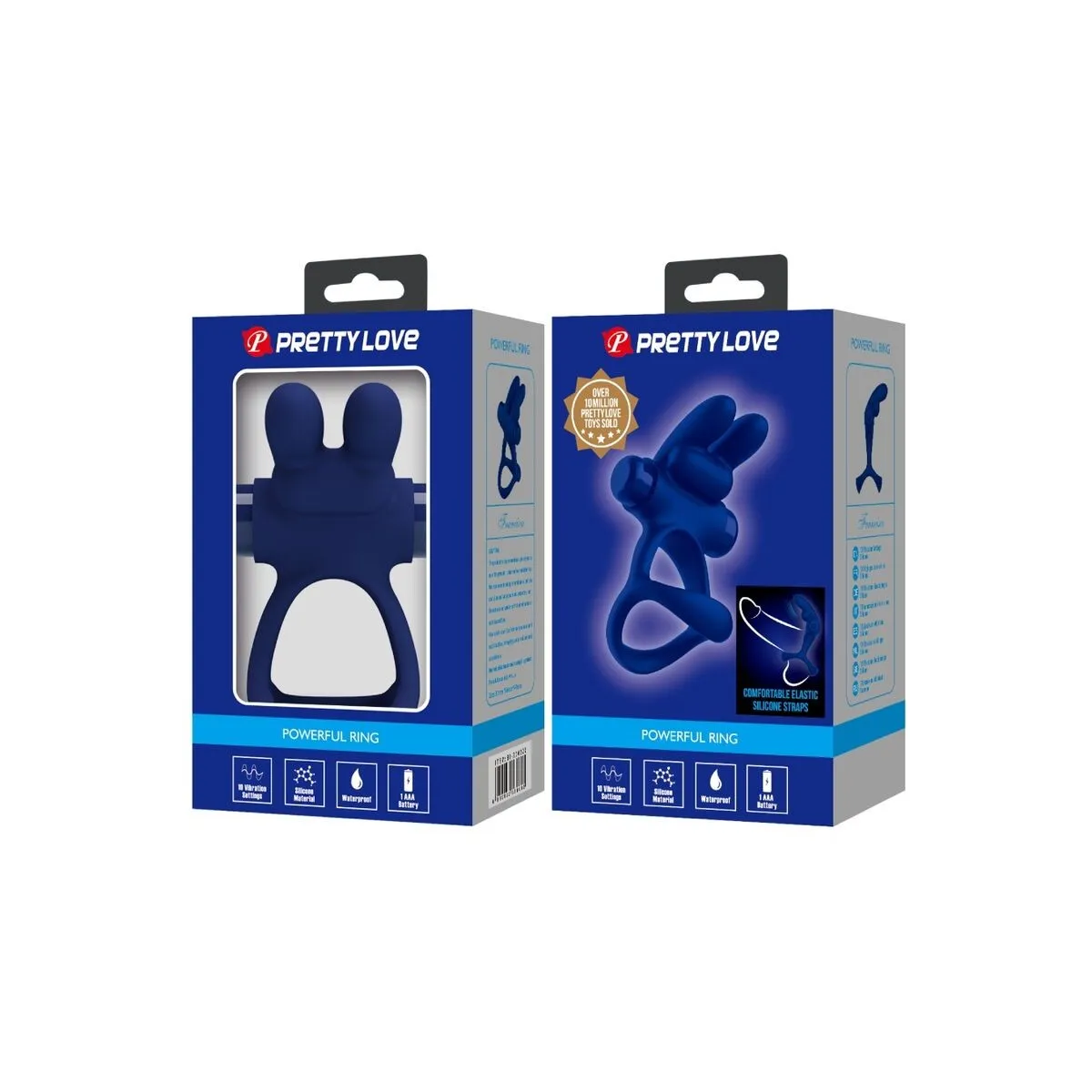 Francisco Doppelter Vibrationsring Rabbit Blau von Pretty Love Male | Fesselliebe.de