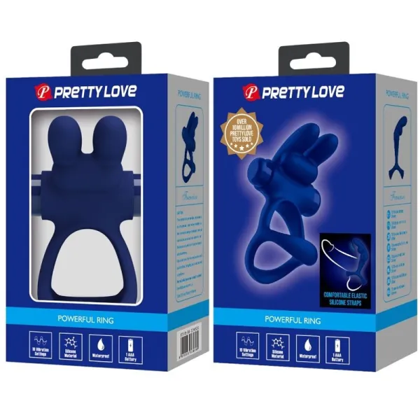 Francisco Doppelter Vibrationsring Rabbit Blau von Pretty Love Male | Fesselliebe.de