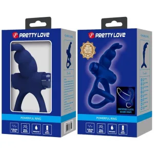 Luchito Doppelvibrierender Ring Rabbit Blau von Pretty Love Male