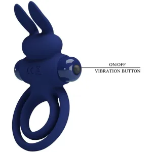 Darey Doppelter Vibrationsring Rabbit Blau von Pretty Love Male