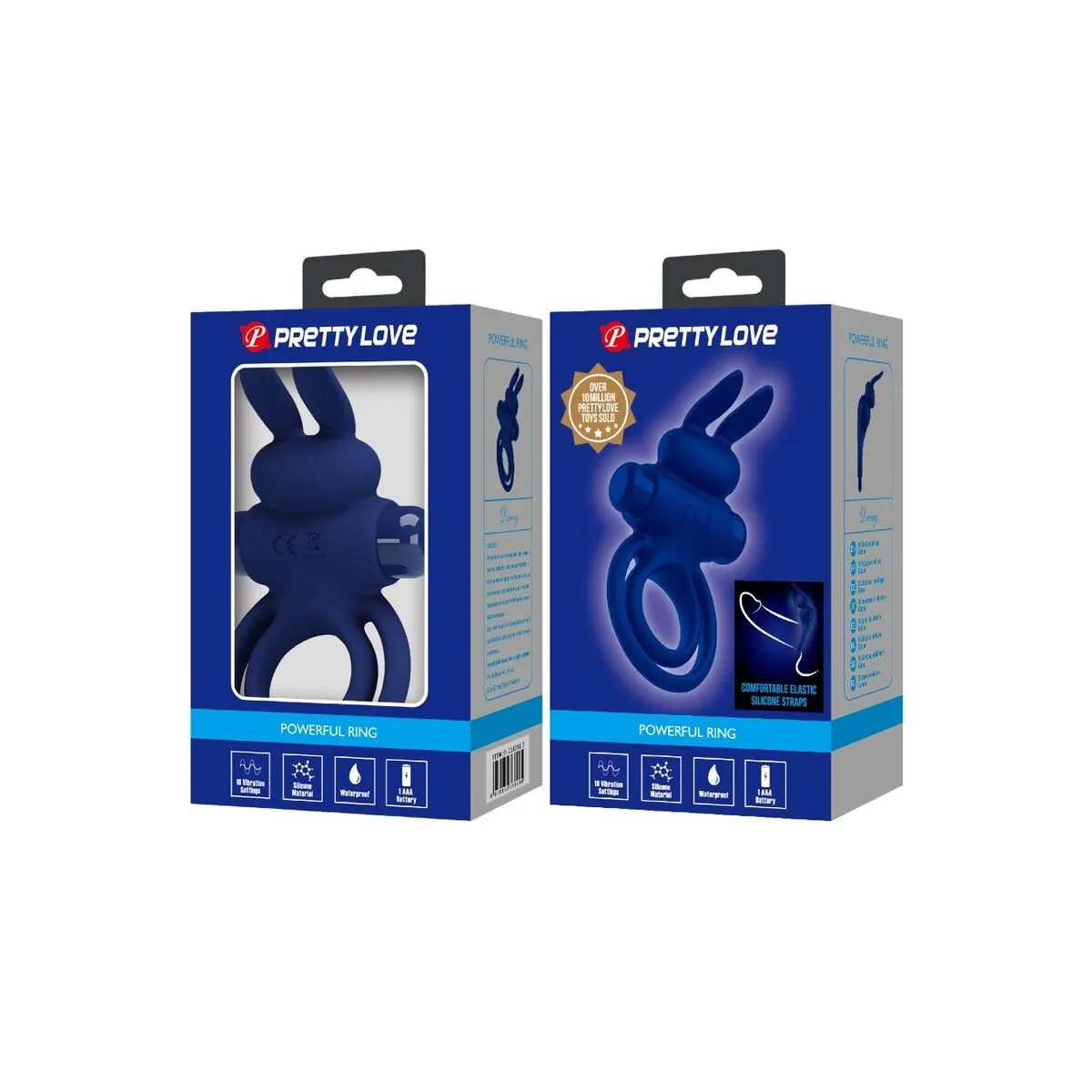 Darey Doppelter Vibrationsring Rabbit Blau von Pretty Love Male | Fesselliebe.de