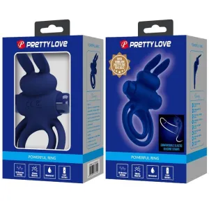 Darey Doppelter Vibrationsring Rabbit Blau von Pretty Love Male