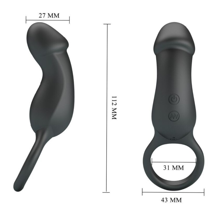 Trae Vibrationsring mit Schwarzem Stimulator von Pretty Love Male | Fesselliebe.de