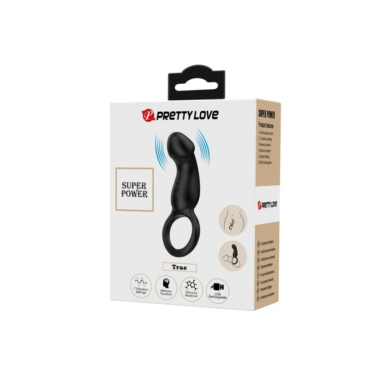 Trae Vibrationsring mit Schwarzem Stimulator von Pretty Love Male | Fesselliebe.de