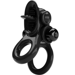 Passionate Ring Doppelter Vibrationsring + Klitoris-Stimulator Schwarz von Pretty Love | Fesselliebe.de