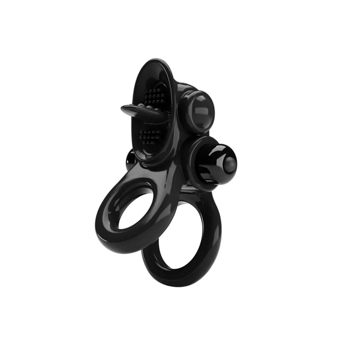 Passionate Ring Doppelter Vibrationsring + Klitoris-Stimulator Schwarz von Pretty Love | Fesselliebe.de