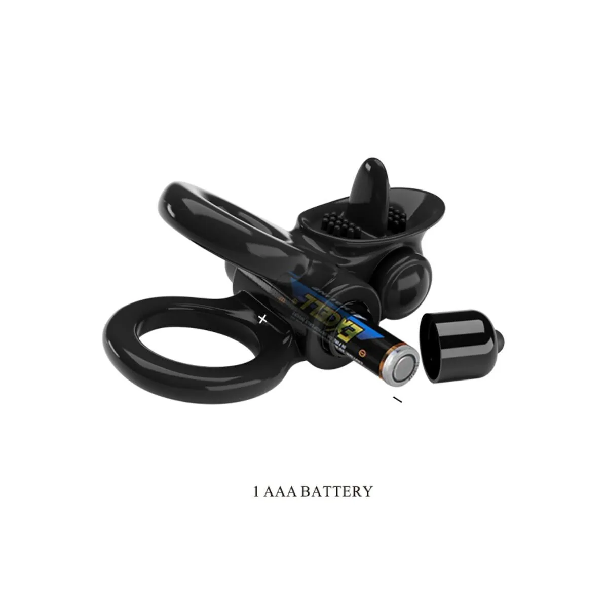 Passionate Ring Doppelter Vibrationsring + Klitoris-Stimulator Schwarz von Pretty Love | Fesselliebe.de