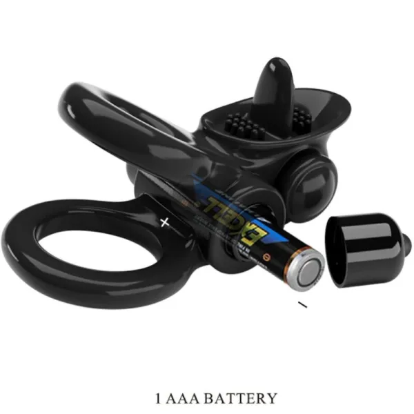 Passionate Ring Doppelter Vibrationsring + Klitoris-Stimulator Schwarz von Pretty Love | Fesselliebe.de