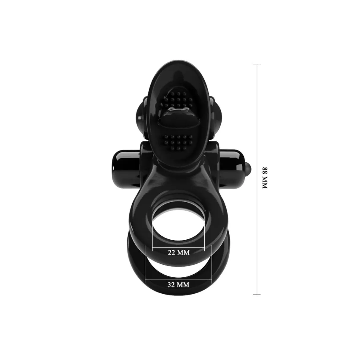 Passionate Ring Doppelter Vibrationsring + Klitoris-Stimulator Schwarz von Pretty Love | Fesselliebe.de