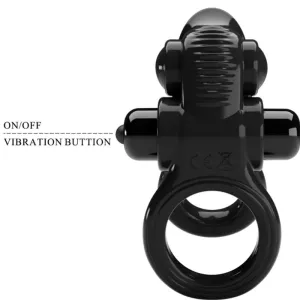Passionate Ring Doppelter Vibrationsring + Klitoris-Stimulator Schwarz von Pretty Love