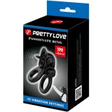 Passionate Ring Doppelter Vibrationsring + Klitoris-Stimulator Schwarz von Pretty Love | Fesselliebe.de