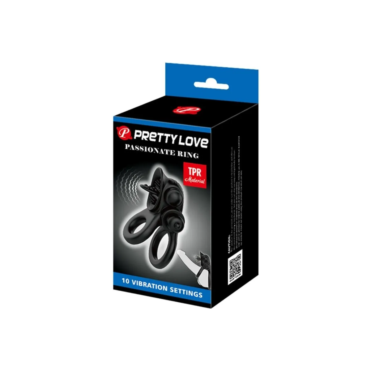 Passionate Ring Doppelter Vibrationsring + Klitoris-Stimulator Schwarz von Pretty Love | Fesselliebe.de