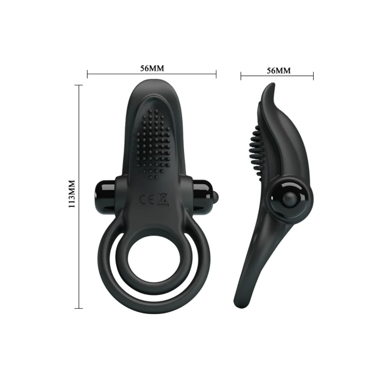 Doppelter Vibrationsring + Klitorisstimulator 10 Vibrationen Schwarz von Pretty Love | Fesselliebe.de