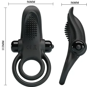 Doppelter Vibrationsring + Klitorisstimulator 10 Vibrationen Schwarz von Pretty Love