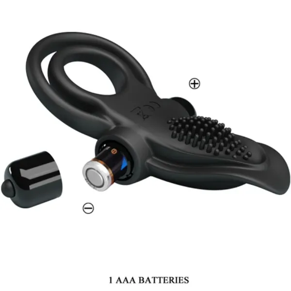 Doppelter Vibrationsring + Klitorisstimulator 10 Vibrationen Schwarz von Pretty Love | Fesselliebe.de