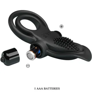 Doppelter Vibrationsring + Klitorisstimulator 10 Vibrationen Schwarz von Pretty Love