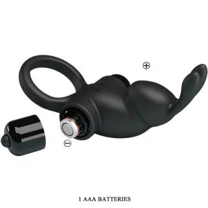 Vibrationsring + Rabbit-Klitoris-Stimulator 10 Vibrationen Schwarz von Pretty Love